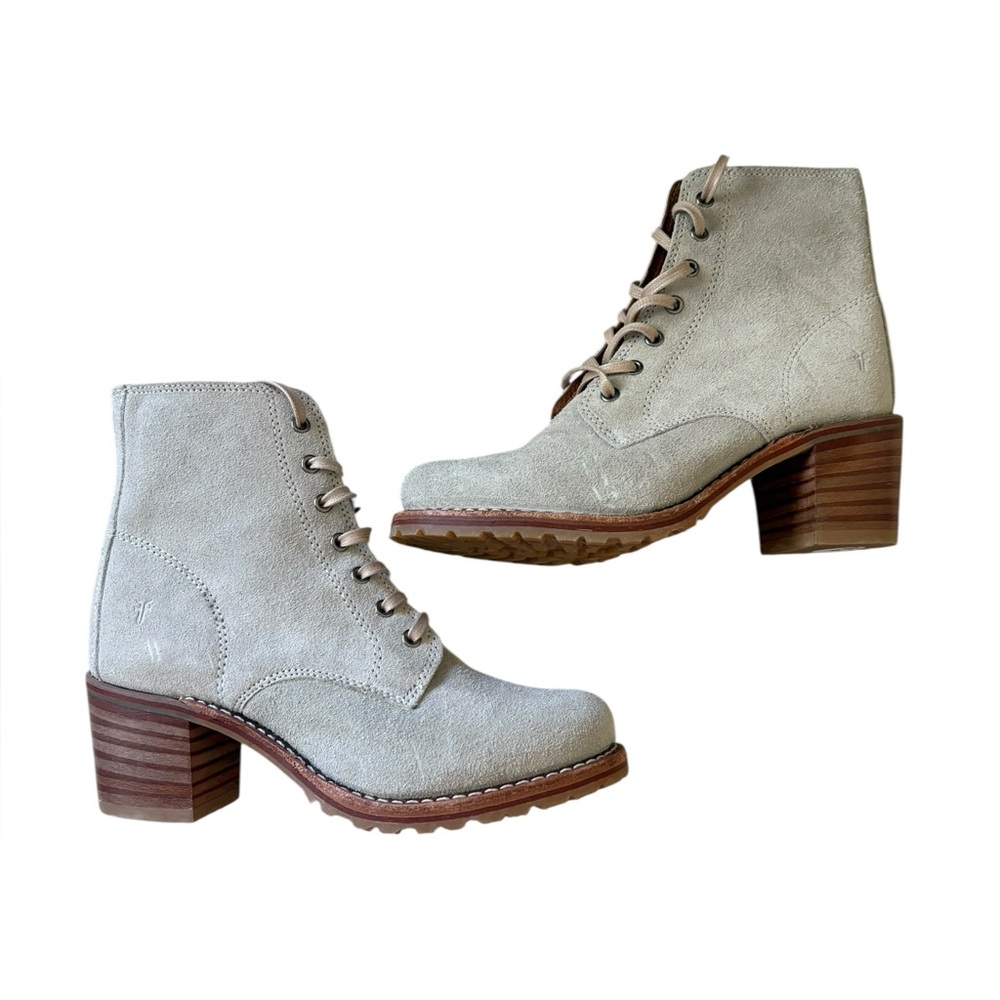 Frye Sabrina 6G Lace Up Boots Suede Grey Women's Size 7 NWOT